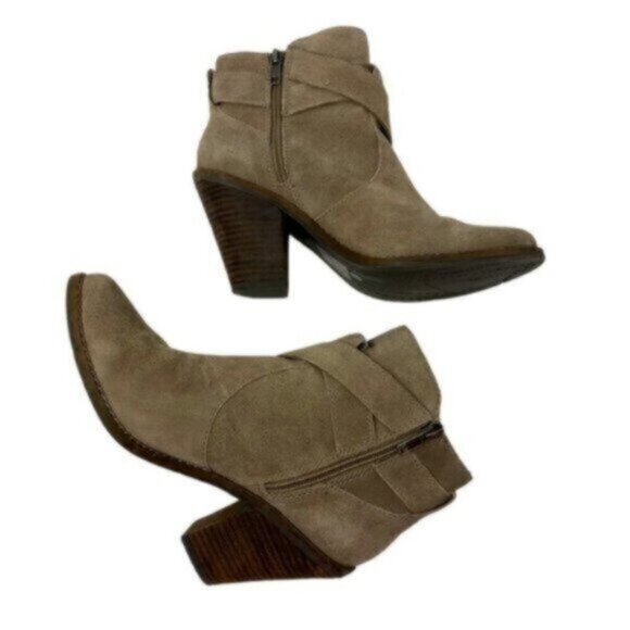 Dolce Vita | Women's Taupe Brown Suede Side Zip Heeled Ankle Bootie Size 8 - Picture 2 of 14